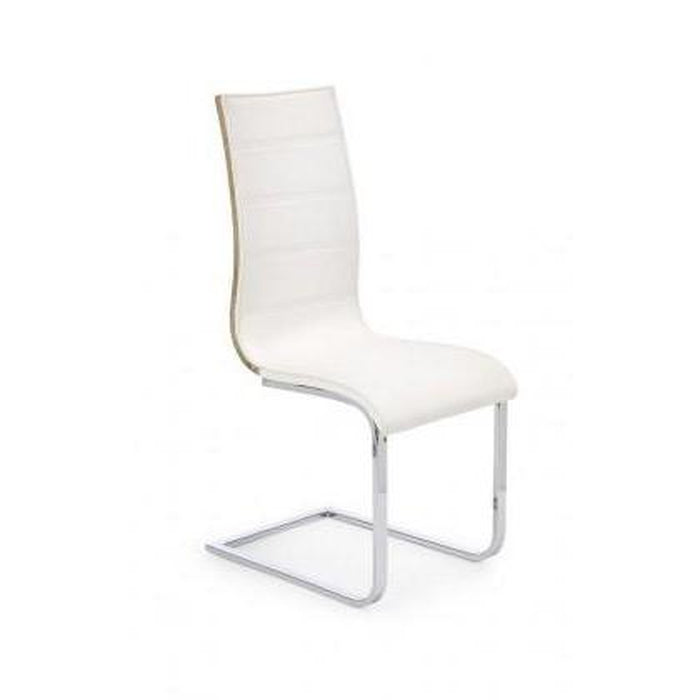 Jídelní židle K104 (chrom, eko kůže bílá, zadní část dub sonoma)