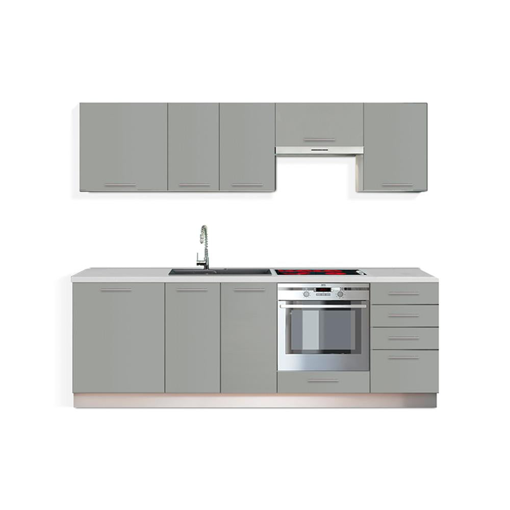 Kuchyně Emilia Lux - 240 cm (šedá vysoký lesk)