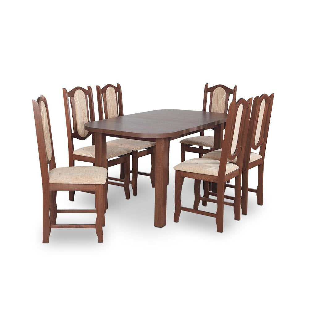 Jídelní set 27 - Stůl 150x80,6x židle (ořech střední/monako 2A)