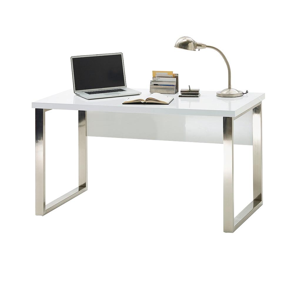 Psací stůl Langres (bílá, stříbrná)