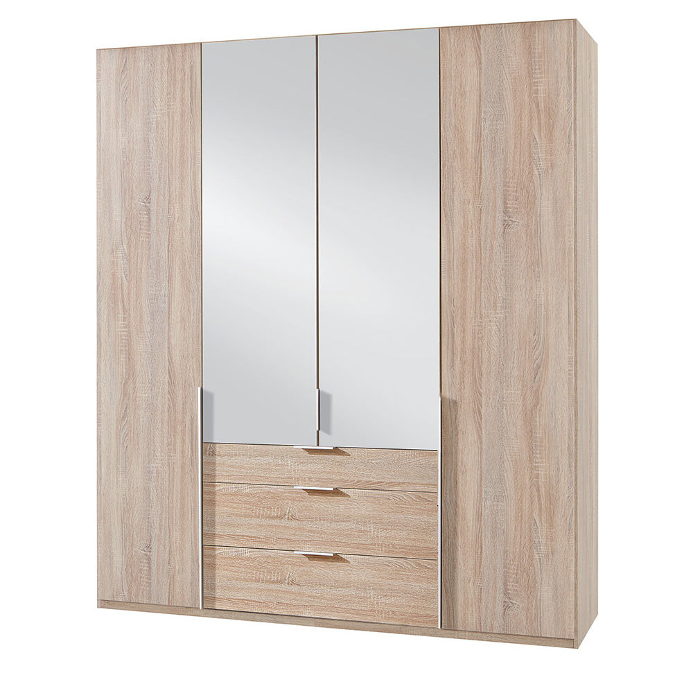 Skříň Moritz - 180/234/58 cm (dub, zrcadlo)