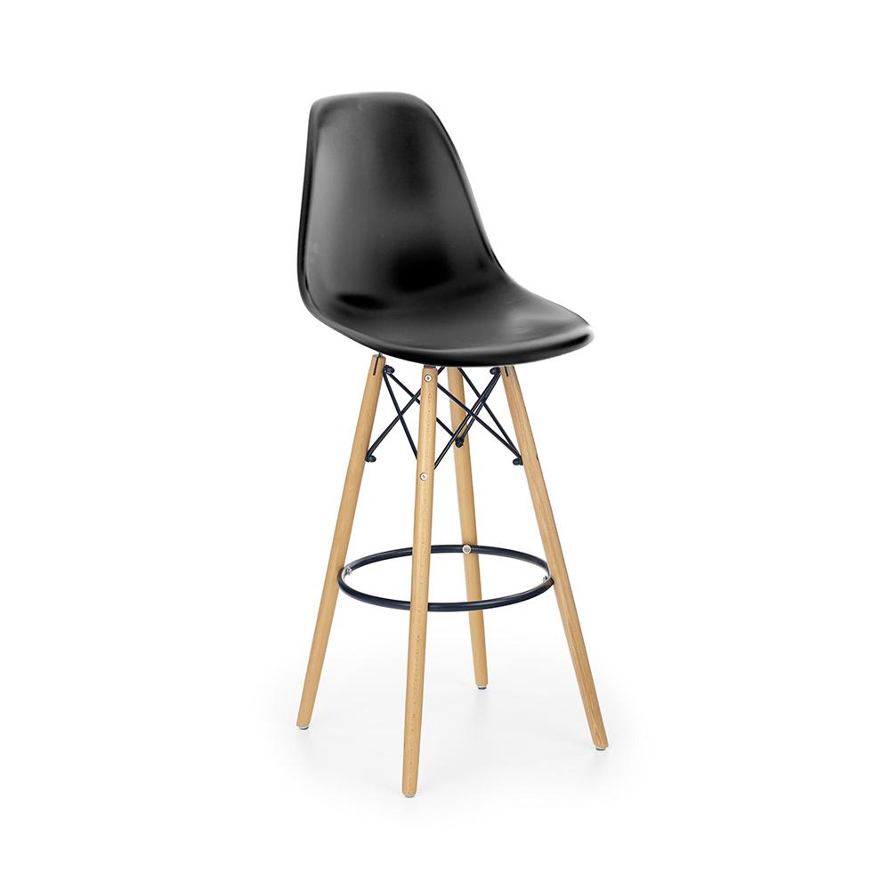 Barová židle Gabri (plast, kov, dřevo, černá)