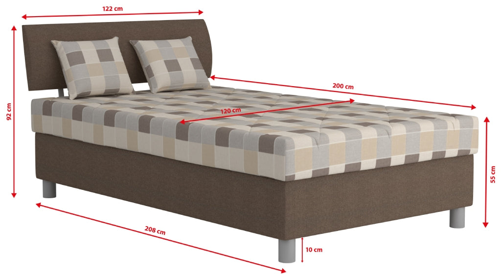 Čalouněná postel George 120x200, hnědá, vč. matrace a úp