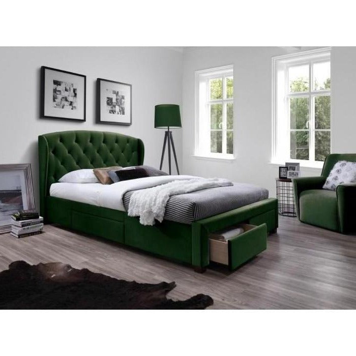 Čalouněná postel Etienne 160x200, zelená, včetně roštu a ÚP