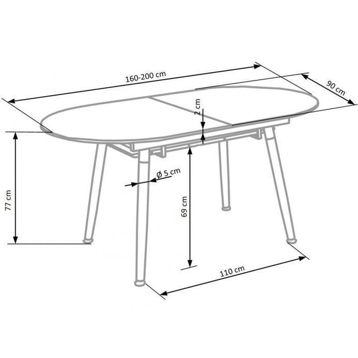 Jídelní stůl Caliber rozkládací 160/200 (bílá mat/dub san remo)