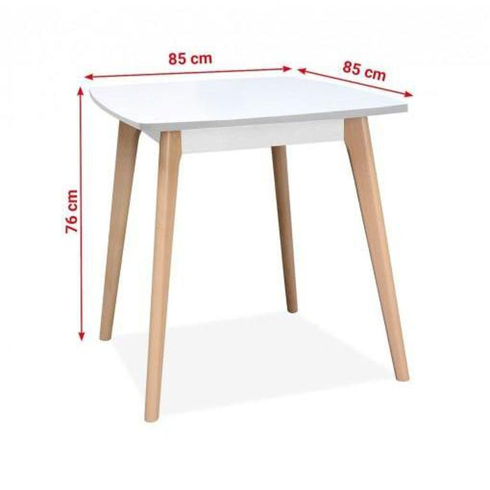Jídelní stůl Endever - 85x76x85 cm (bílá, buk)