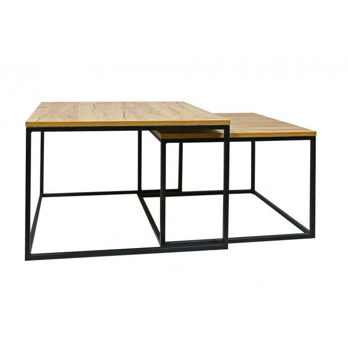 Konferenční stolek Ravelo - set 2 kusů (dub craft, černá)