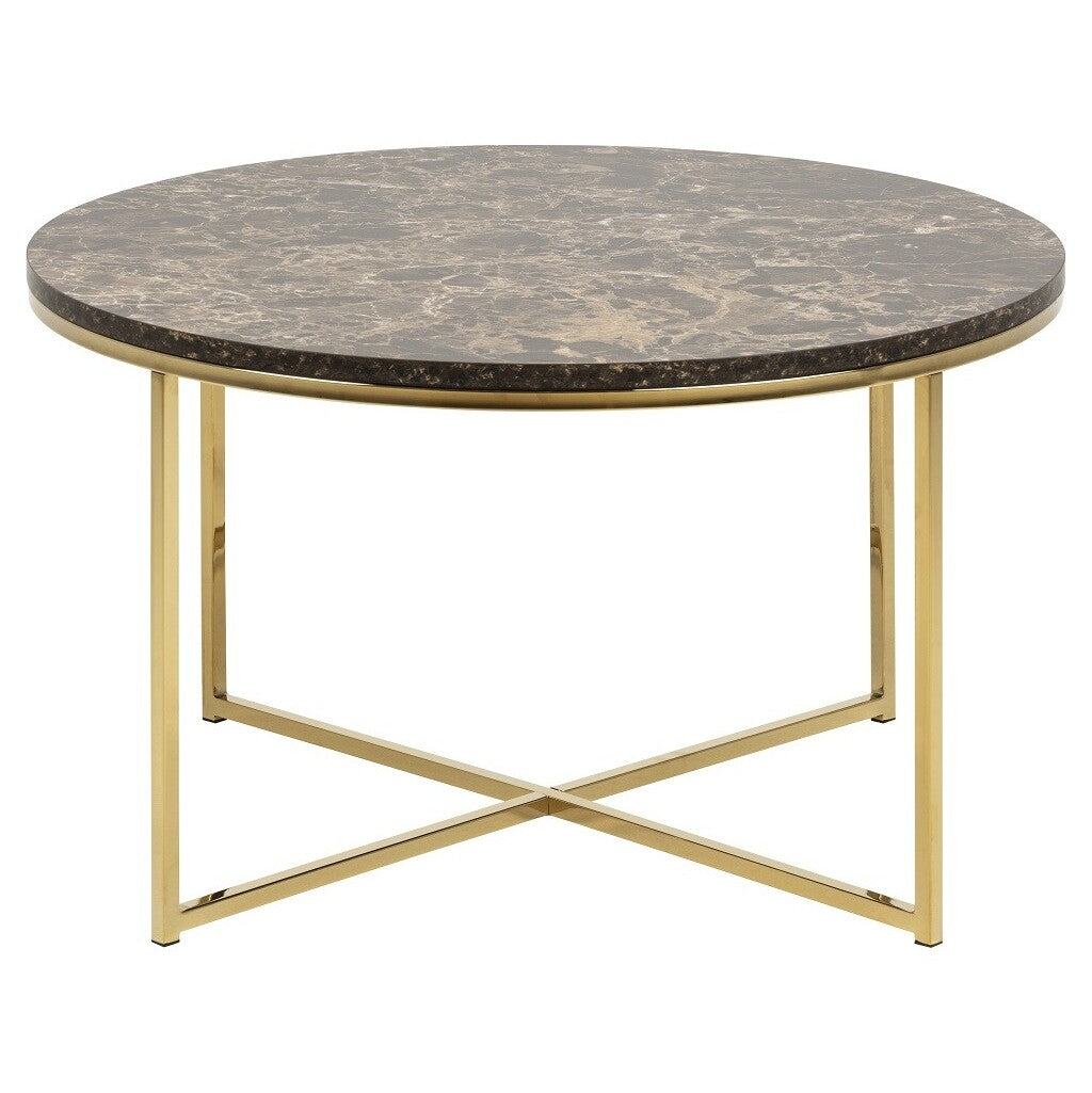 Konferenční stolek Stenet (kruh, hnědá, zlatá)
