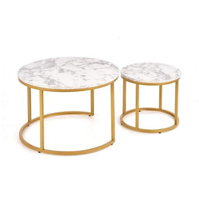 Konferenční stolek Pola - set 2 kusů (mramor, zlatá)