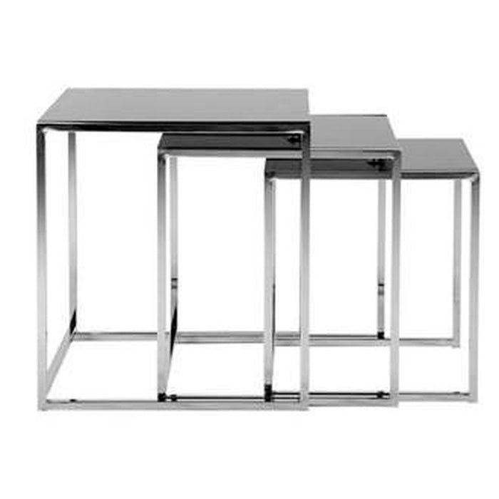 Konferenční stolek Cross - set 3 kusů (černé sklo/kov)