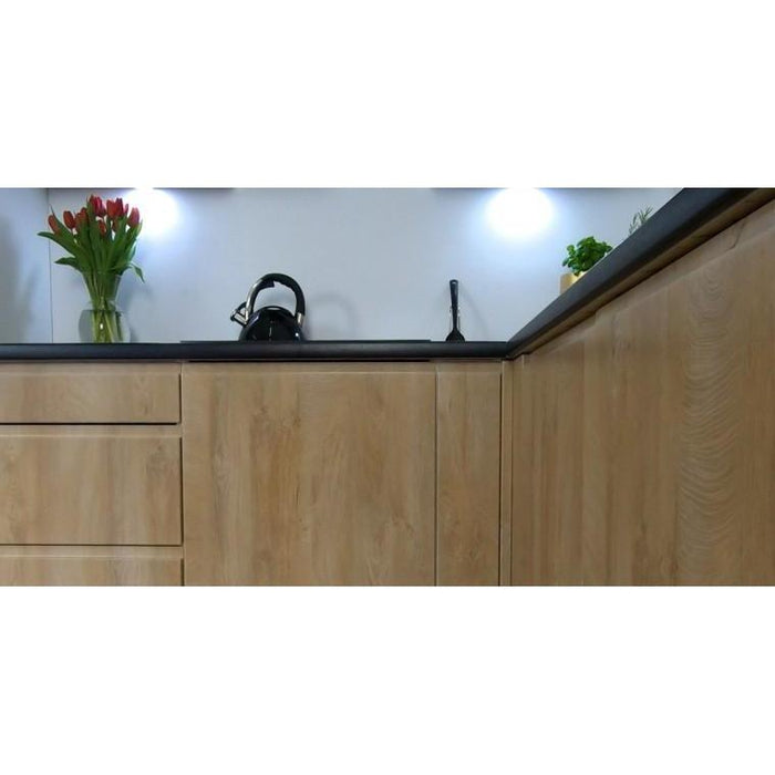 Rohová kuchyně Leya pravý roh 255x170 cm (modrá mat/dřevo)