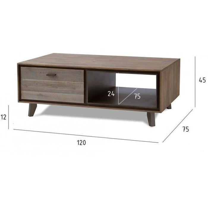 Konferenční stolek Mety (1 zásuvka, dřevo, hnědá)