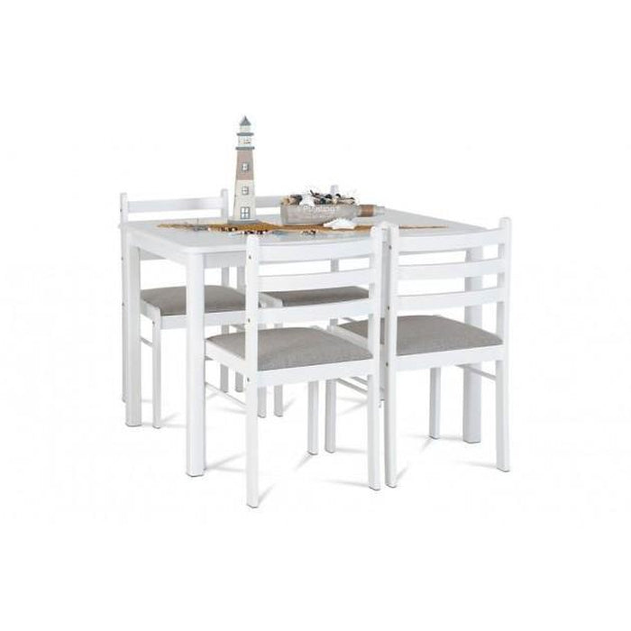 Jídelní set Blanche - 4x židle, 1x stůl (dřevo, bílá)