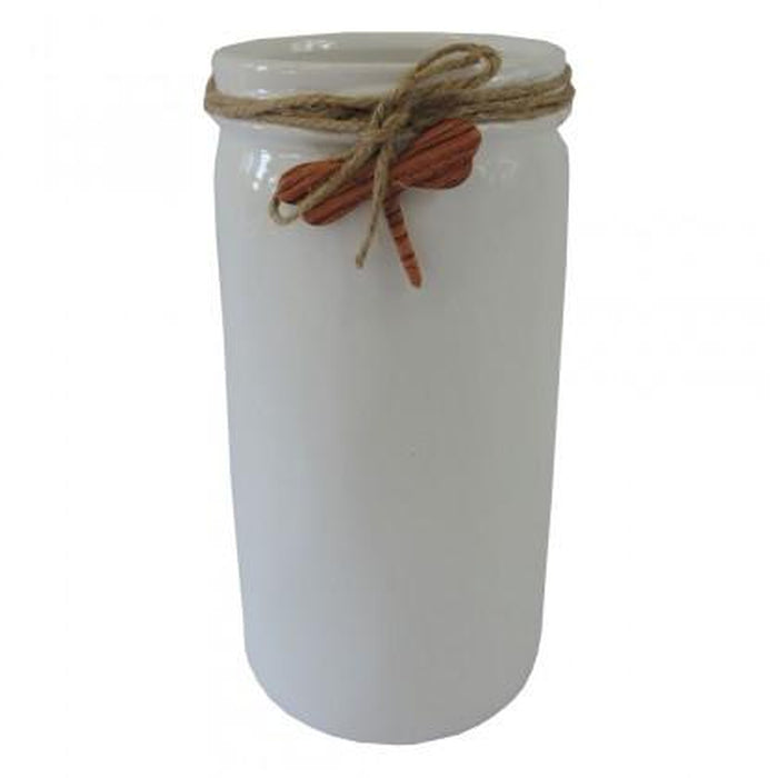 Keramická váza VK54 bílá s vážkou (26 cm)