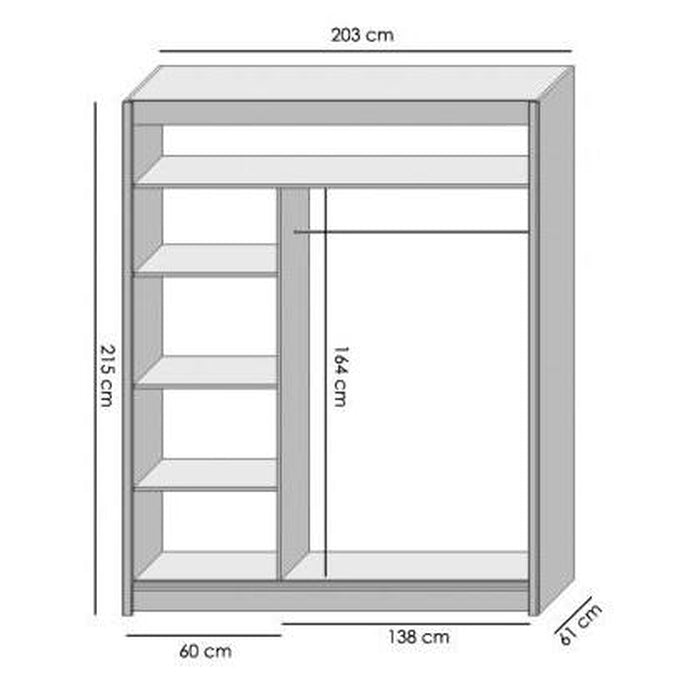 Šatní skříň Eira - 203x215x61 (sonoma)