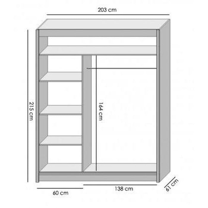 Šatní skříň Eira - 203x215x61 (bílá)
