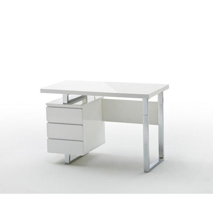 Psací stůl Langres (3 šuplíky, bílá, stříbrná)