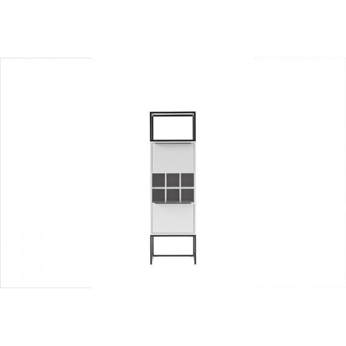 Regál Lerke (2x dveře, bílá, černá)