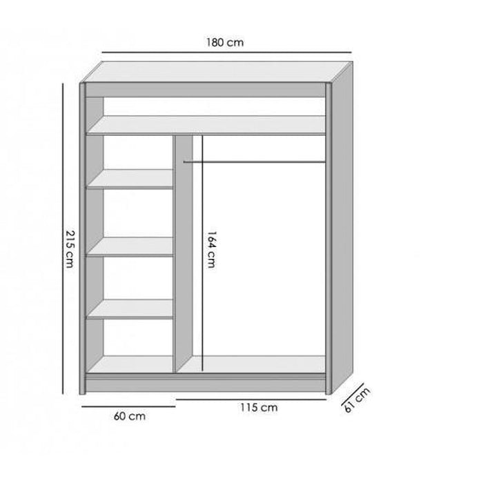 Šatní skříň Tofta - 180x215x61 cm (dub craft, černá)