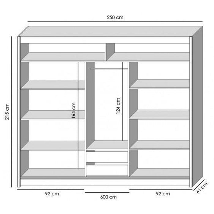 Šatní skříň Tofta - 250x215x61 cm (dub craft, černá)