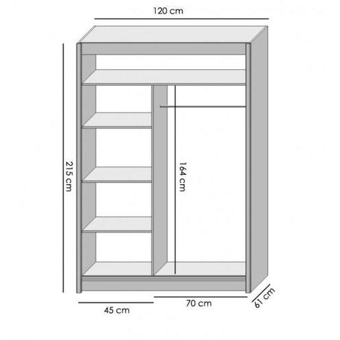 Šatní skříň Ragla - 120x215x61 cm (bílá, dub artisan)