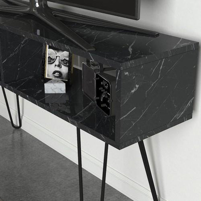 TV stolek Shape (černá, mramor)